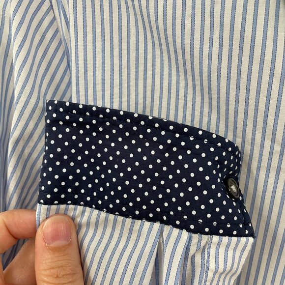 Edme & Esylite Blue Pinstripe Blouse Size 6 - Picture 5 of 6